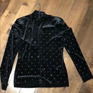 H&M Black velvet long sleeve dress top